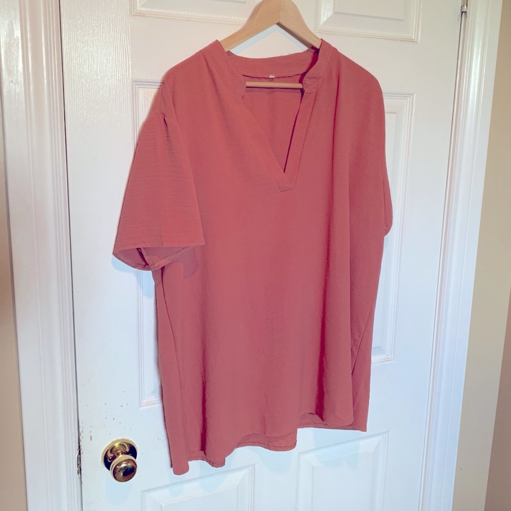 Women's Coral V-Neck Blouse 3X